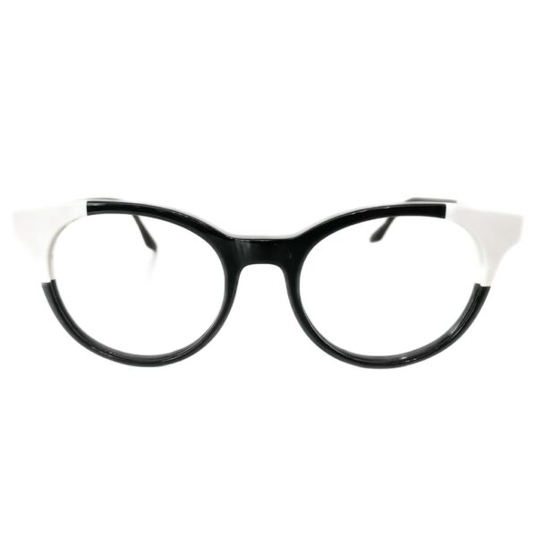 Black and White Round Eyeglass Frame named Olivia