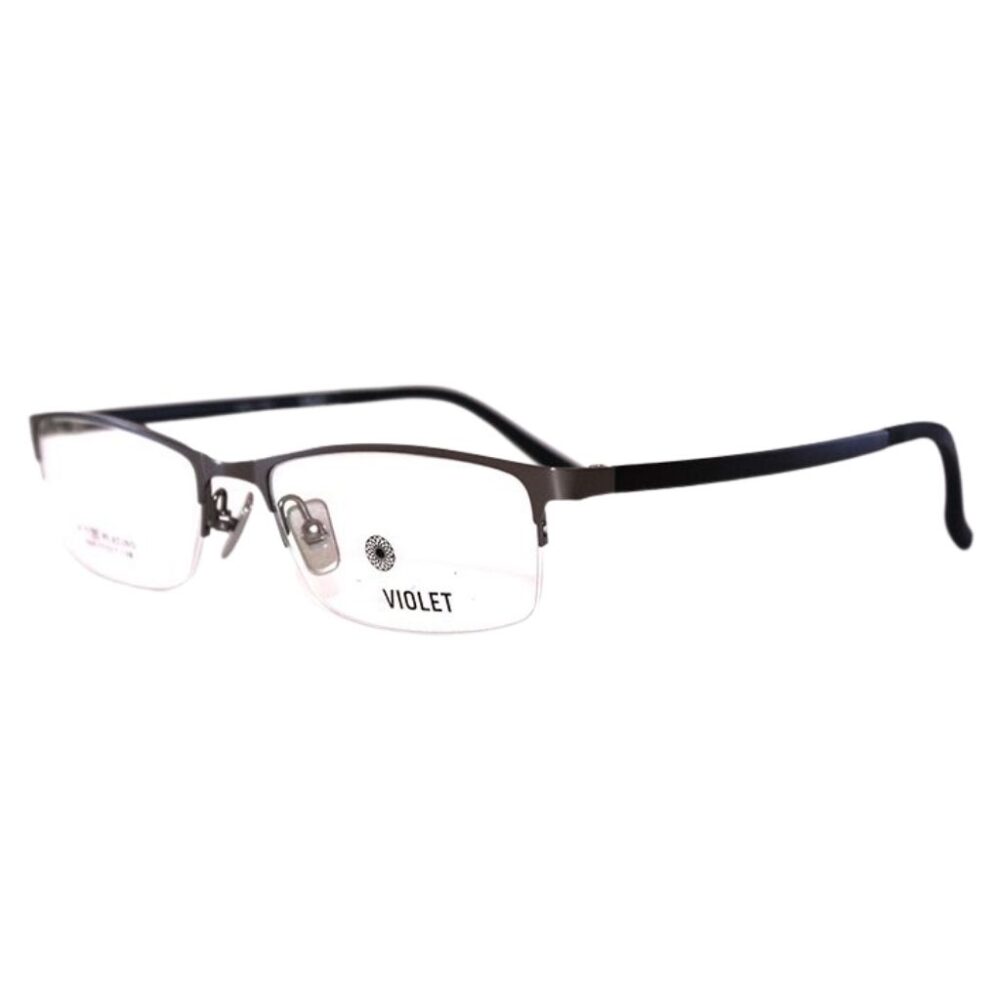 Rectangular Semi Rimless Gray Eyeglass Frame named Jesse