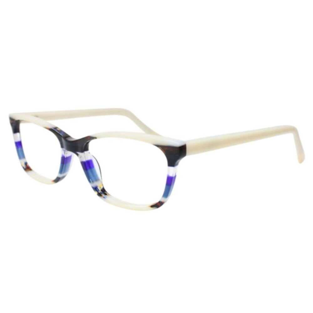 Rectangular Pearl and Blue Striped Eyeglass Frame named Liz