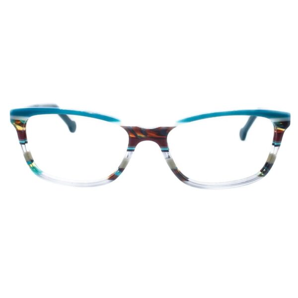 Rectangular teal Striped Eyeglass Frame named Liz