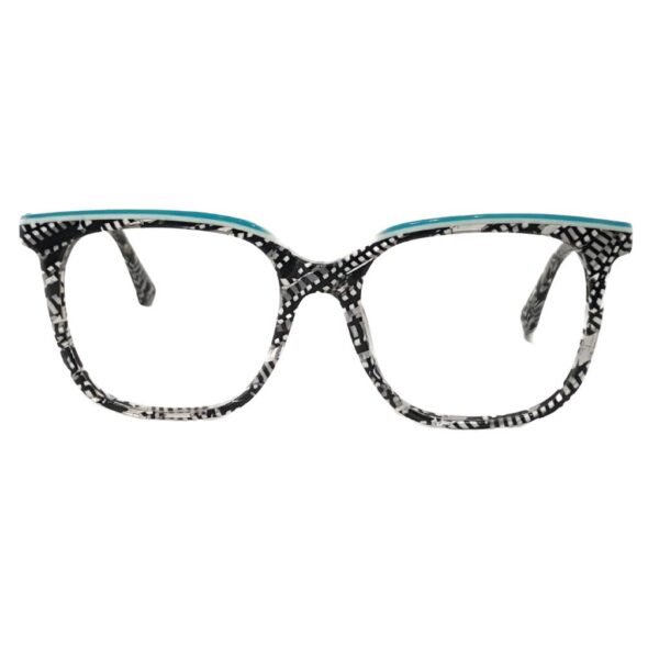 Square Grey and Teal Eyeglass Frame named London