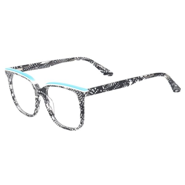 Square Grey and Teal Eyeglass Frame named London