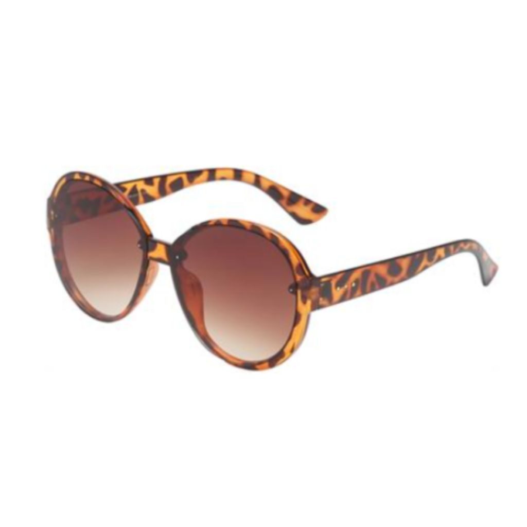 Leopard Print Round Sunglasses on white background